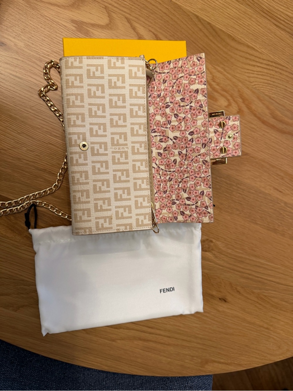Fendi Beige FF Logo Continental Wallet with Gold Buckle Accent - Picture 14 of 15